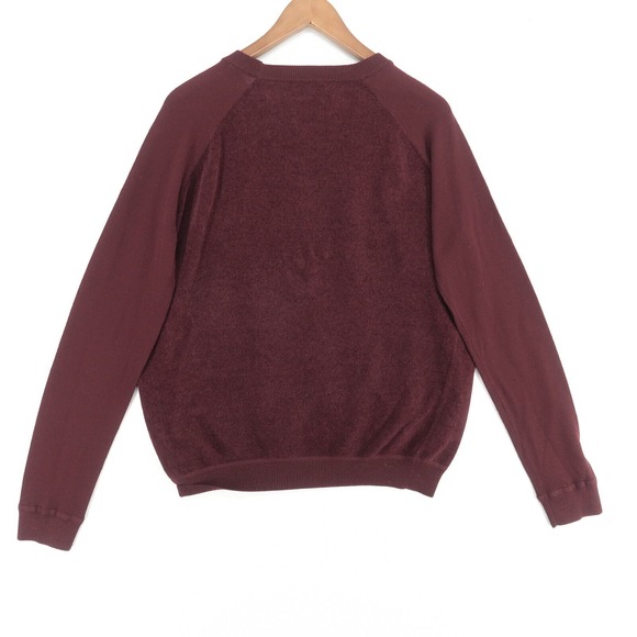 Theory Evrett B Soothe Sweater Mens Large Burgundy Corded Velour Knit - Picture 2 of 10